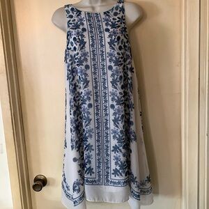 Max Studio blue and white trapeze dress size XS